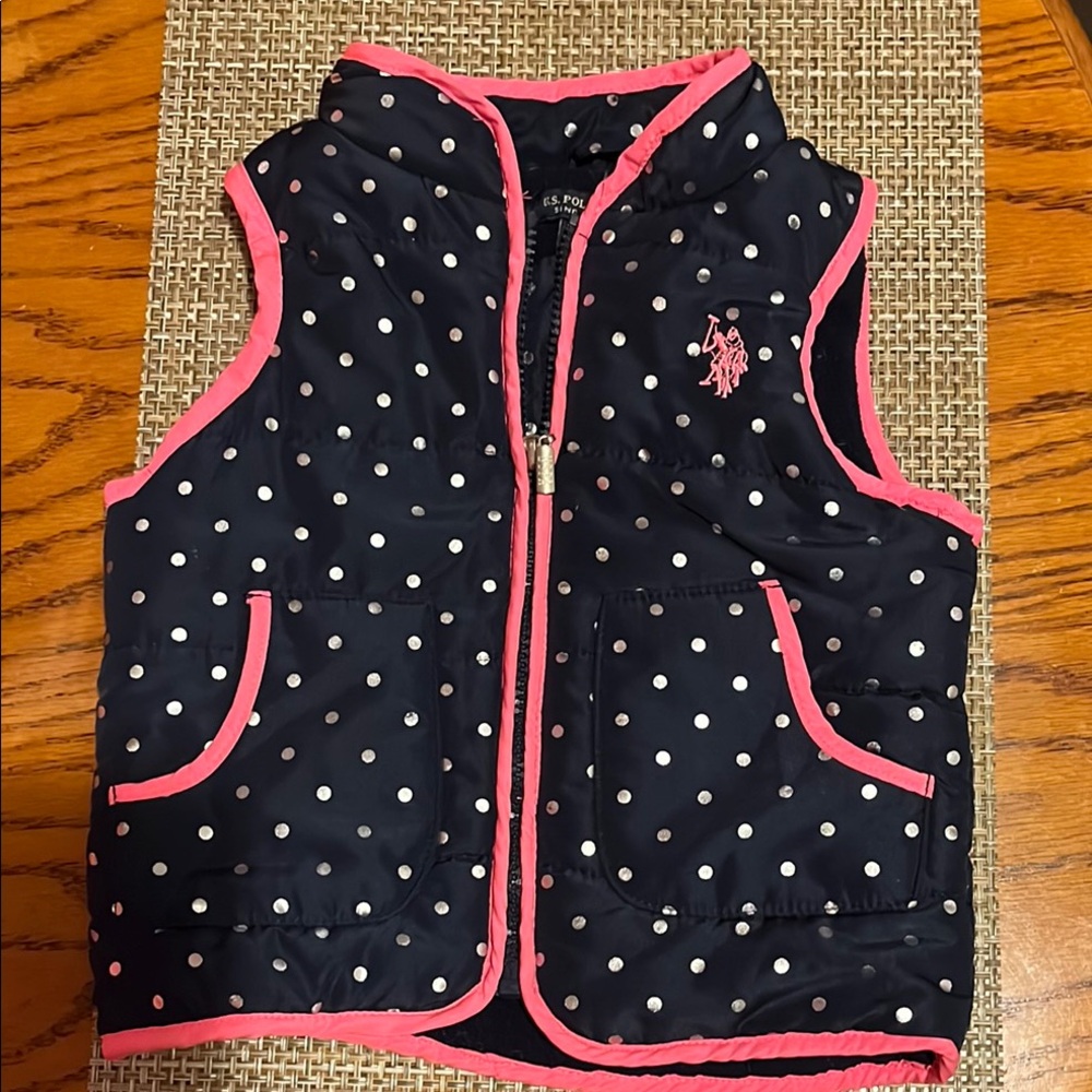 Ralph Lauren Kids Polka Dot Vest - Navy and Pink
